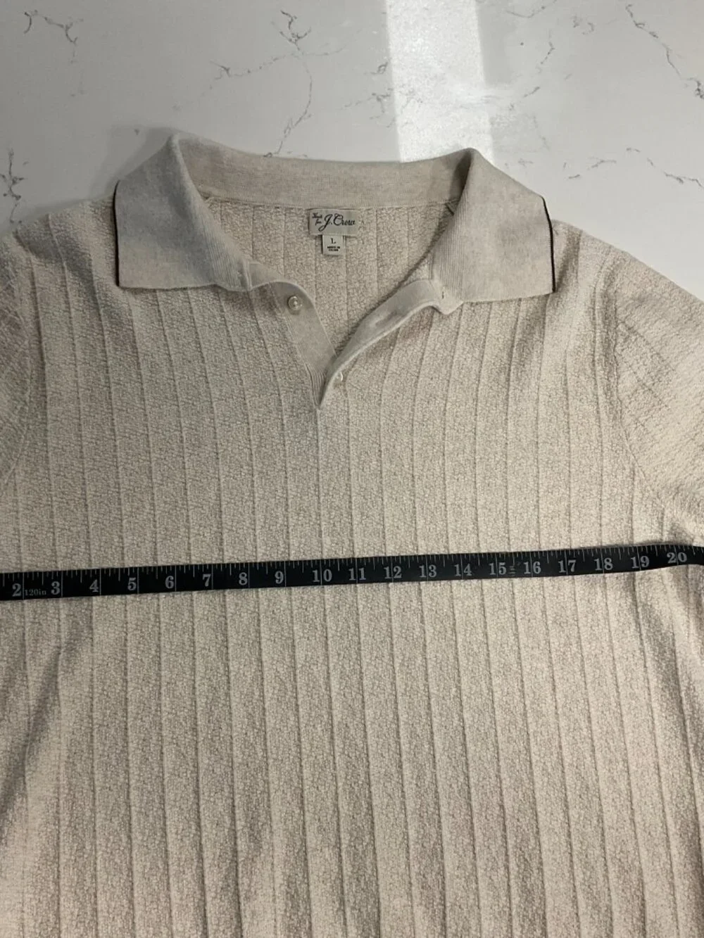 Men's J Crew Texture-stitch cotton-tipped sweater-polo Large
